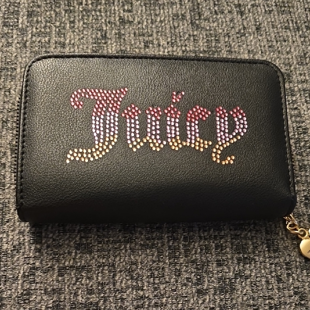 Juicy Couture Black Wallet with Colorful Logo